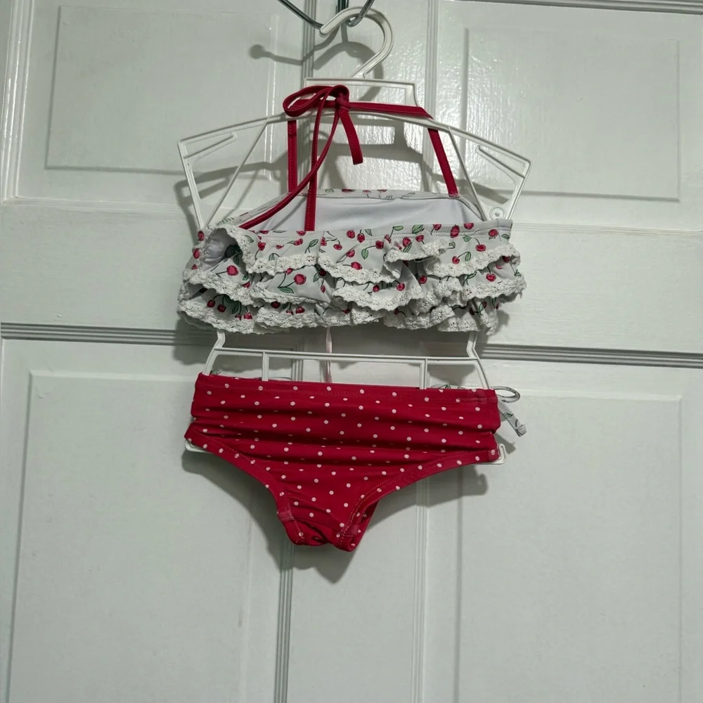 NWT 12 Month Sweet Honey Two Piece Swim Suit Girls Cheery Summer‎ Polka Dot
